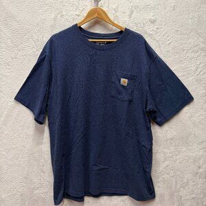 Carhartt Pocket Tee Shirt Men 2XL Tall Cobalt Blue Heather Knit Cotton Loose Fit